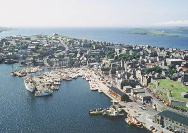 An aerial shot of Lerwick Harbour. Picture TSPL