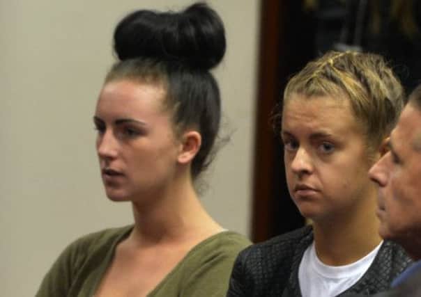 Michaella McCollum, 20, and Briton Melissa Reid, 20 sit in a courtroom in Peru. Picture: Getty