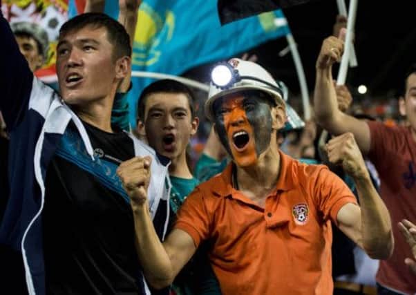 Shakter Karagandy fans celebrate their side's win. Picture: SNS