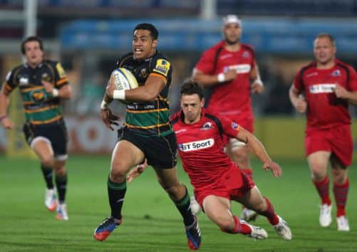 Northampton centre George Pisi breaks through the Edinburgh defence at Franklin's Gardens. Picture: Getty