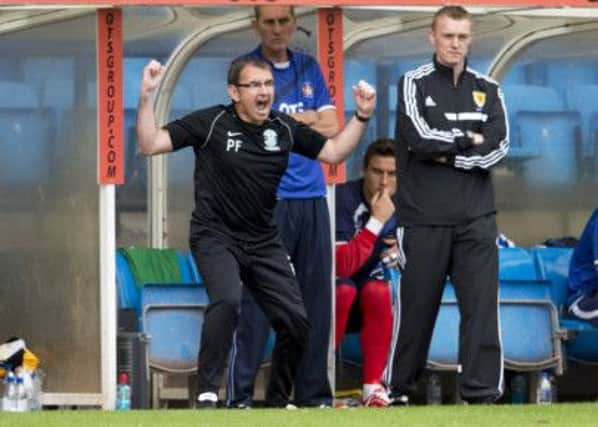 Pat Fenlon makes his feelings known from the Hibernian dugout. Picture: SNS