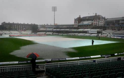 Rain check: Downpours were a blessing in disguise, as it meant the new recruits could not embarrass England any further. Photograph: PA