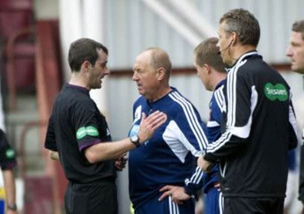 Hearts assistant Billy Brown was sent to the stands. Picture: SNS