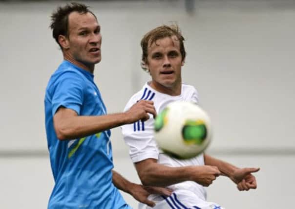 Teemu Pukki (right) in action for Finland against Slovenia. Picture: Getty