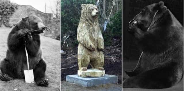 The statue of Hercules the bear (centre)