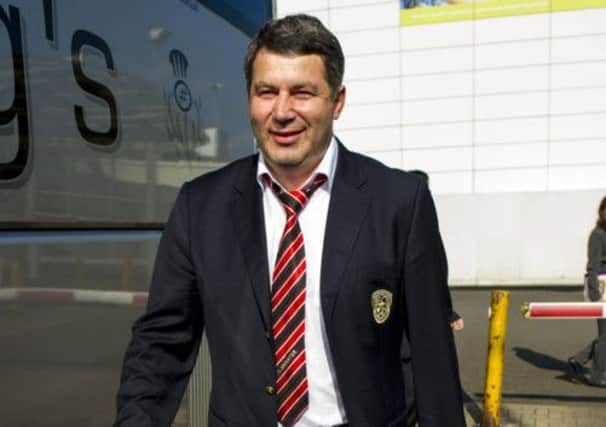 Viktor Kumykov: Manager arrives in Glasgow last night. Picture: SNS