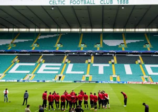Shakhter Karagandy train at Celtic Park ahead of tomorrow's clash. Picture: SNS
