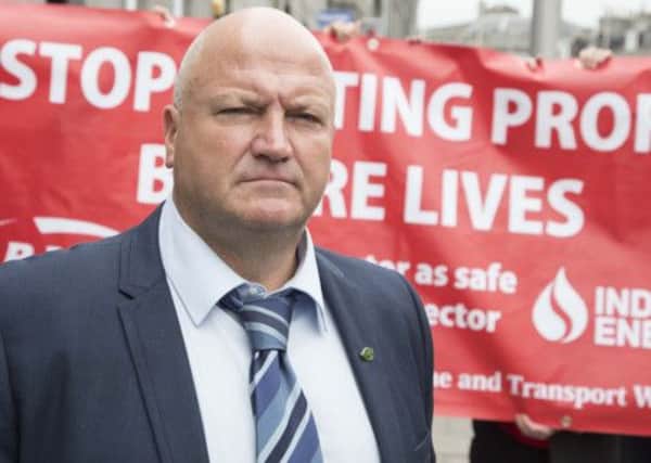 RMT General secretary Bob Crow at the protest. Picture: NEwsline Scotland