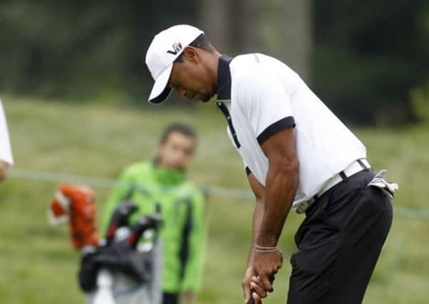 Tiger Woods putts on the 11th green in the proam at the Deutsche Bank Championship. Picture: AP