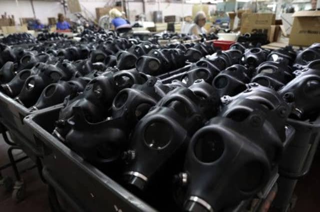Israeli police say thousands of Israelis are crowding gas-mask facilities, readying for a potential conflict in Syria. Picture: AP