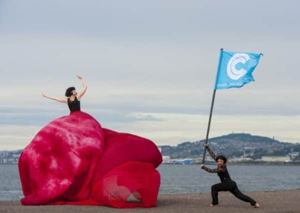 Sarah Johnson and Yolanda Aguilar fly the flag for Dundee's City of Culture bid. Picture: Alan Richardson