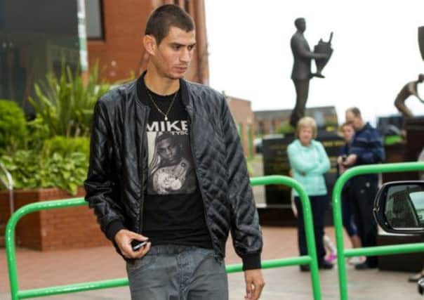 Nir Biton leaves Parkhead after signing talks. Picture: SNS