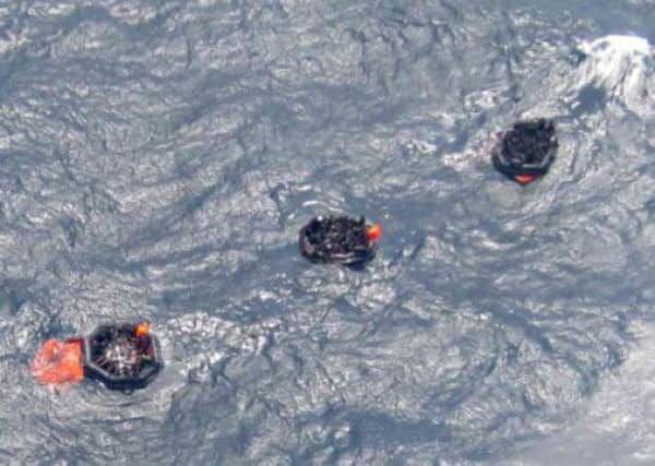 Escapees from the Rabaul Queen in life rafts. Picture: Getty