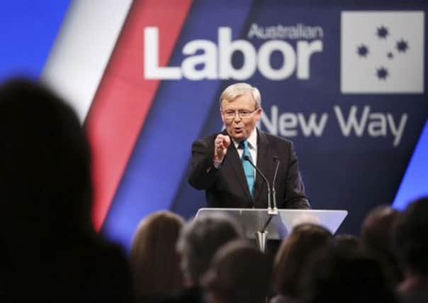 Australian Prime Minister Kevin Rudd speaks during the Labor party campaign launch in Brisbane. Picture: Getty