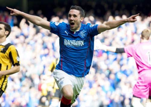 Nicky Clark celebrates his debut goal. Picture: SNS
