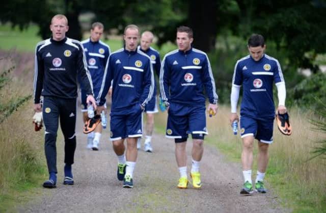 Craig Samson, Leigh Griffiths, Ross McCormack and Craig Conway. Picture: SNS