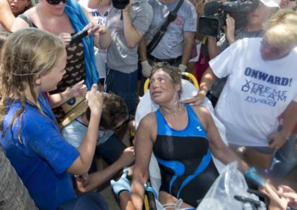 Diana Nyad, 64, suffered dehydration, sunburn and swelling during her 53-hour swim. Picture: Getty Images
