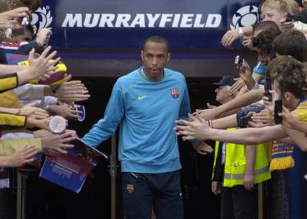 Thierry Henry at Murrayfield in 2007 for a friendly between Barcelona and Hearts. Picture: Neil Hanna