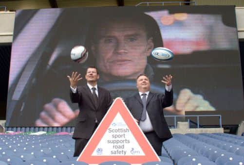 Neil Doncaster joined forces with the SRUs Colin Thomson at Murrayfield yesterday. Picture: Phil Wilkinson