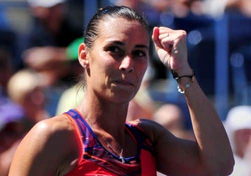 Flavia Pennetta celebrates her 6-4, 6-1 win over Roberta Vinci. Picture: Getty