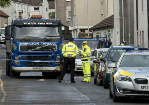 Police at the scene of the accident in Waterside Street, Largs. Picture: James Williamson