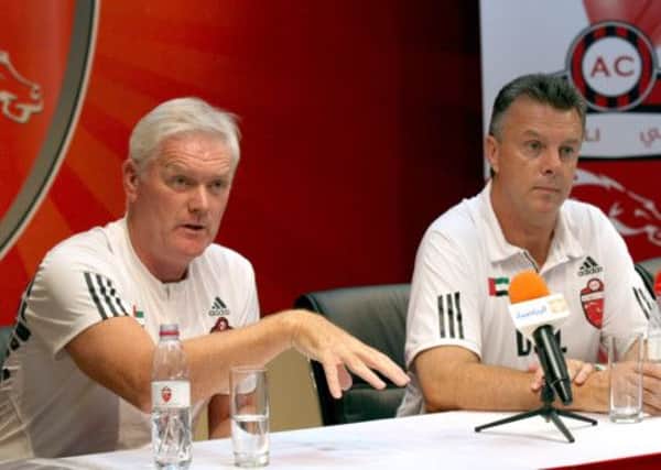Roy Aitken alongside Al-Ahli coach David O'Leary. The duo are in charge at Dubai's most prominent football team. Picture: Getty