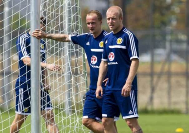 Leigh Griffiths (left) could be replace by Steven Naismith for the game against Macedonia. Picture: SNS