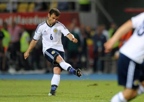 Scotland's Shaun Maloney scores the winning goal. Picture: PA