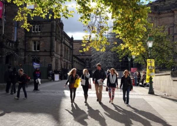 Students in Edinburgh University's Bristo Square. Picture: Ian Rutherford
