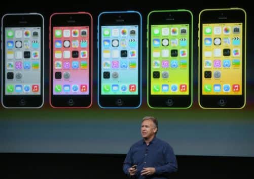 Apple's Phil Schiller unveils the iPhone 5C in Cupertino, California. Picture: Getty