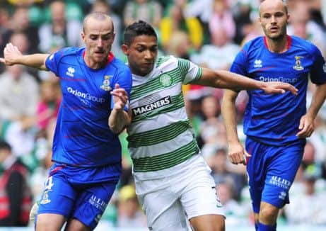 Celtic's Emilio Izaguirre in the club's strip which carries the logo of Magners cider. Picture: Robert Perry