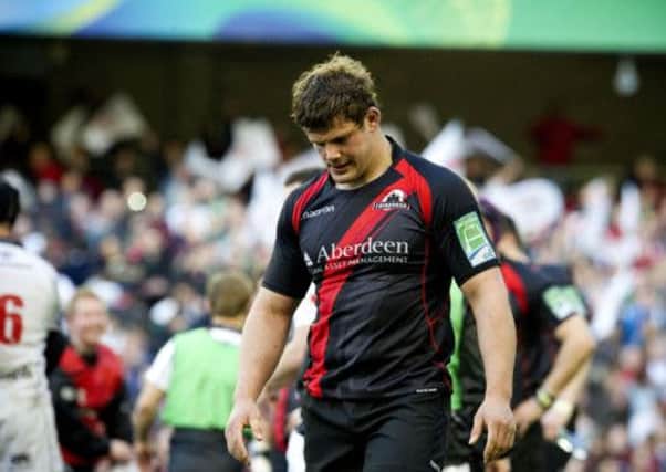 Edinburgh's Ross Ford hangs his head at the end of his side's Heineken Cup semi-final with Ulster in 2012. Picture: SNS