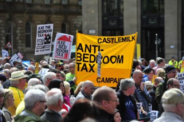 Bedroom Tax protesters in  Glasgow.   Picture: Robert Perry