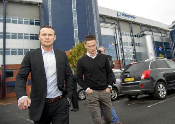 The punishment handed to Rangers midfielder Ian Black, who refused to answer questions as he left Hampden with his agent Barry Hughes yesterday, has led to calls for a change in betting rules. Picture: SNS