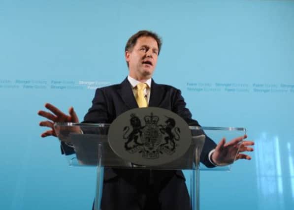 Deputy Prime Minister Nick Clegg holds a press conference in Westminster earlier this week. Picture: PA