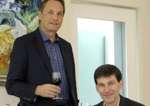 John Dunsmore, left, and Ben Thomson have a 5% stake in winemaker Chapel Down. Photograph: Esme Allen