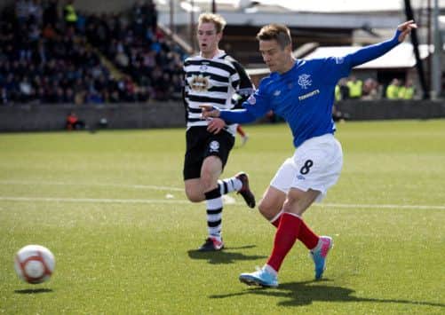 Net loss: Rangers Ian Black scores his sides third goal in their 4-2 victory at East Stirlingshire, a result which scuppered his own accumulator bet. Photograph: Rob Casey/SNS