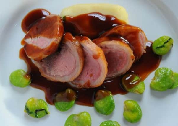 Rump of lamb with minty broad beans. Picture: Robert Perry