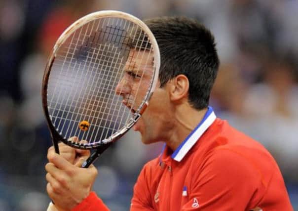 Serbia's Novak Djokovic celebrates after winning a point against Canada's Milos Raonic. Picture: AFP/Getty