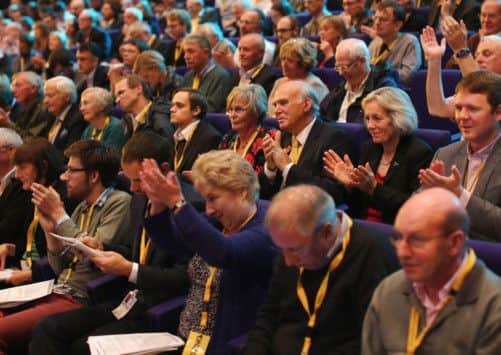 Vince Cable sits among party delegates. Picture: Getty