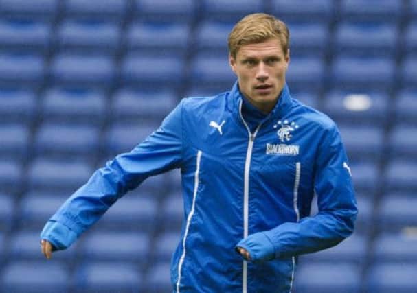 Marius Zaliukas, during his trial spell with Rangers last week. Picture: SNS