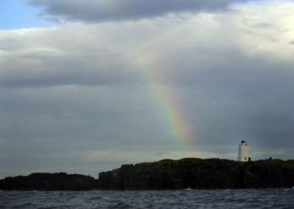 A rainbow, soon to be a watergaw, over the Isle of May. Picture: TSPL