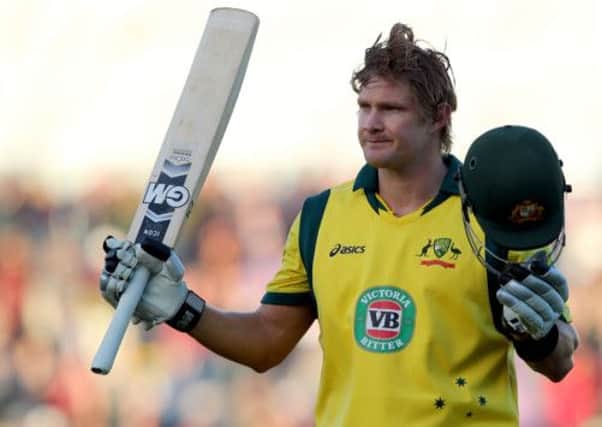 Shane Watson salutes the crowd after a majestic innings of 143. Picture: Getty