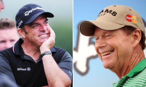 Ryder Cup captains Paul McGinley, left, and Tom Watson. Pictures: Ian Rutherford and Jane Barlow
