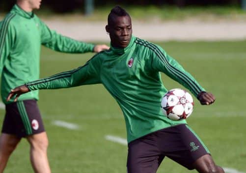 Mario Balotelli trains yesterday ahead of tonights Champions League clash with Celtic. Picture: AFP/Getty