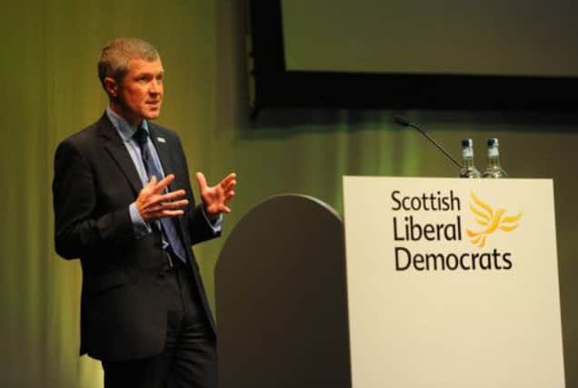Leader of the Scottish Liberal Democrats Willie Rennie speaking to conference at the SECC in Glasgow. Picture: Robert Perry