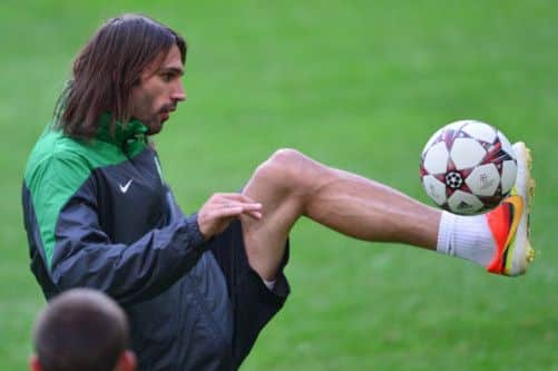 Giorgios Samaras trains at the San Siro Stadium in Milan. Picture: Getty
