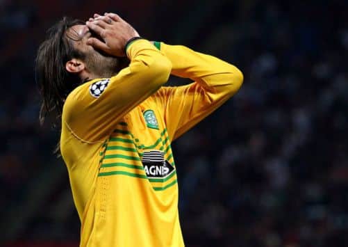Giorgos Samaras of Celtic reacts to a missed chance. Picture: Getty