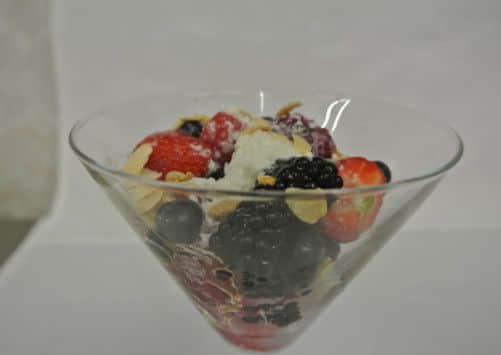Seasonal fruits with almond milk snow and honey. Picture: Comp