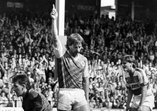 Neil Orr celebrates the Hibs equaliser on the day Danny Lennon made his Easter Road debut. Picture: TSPL